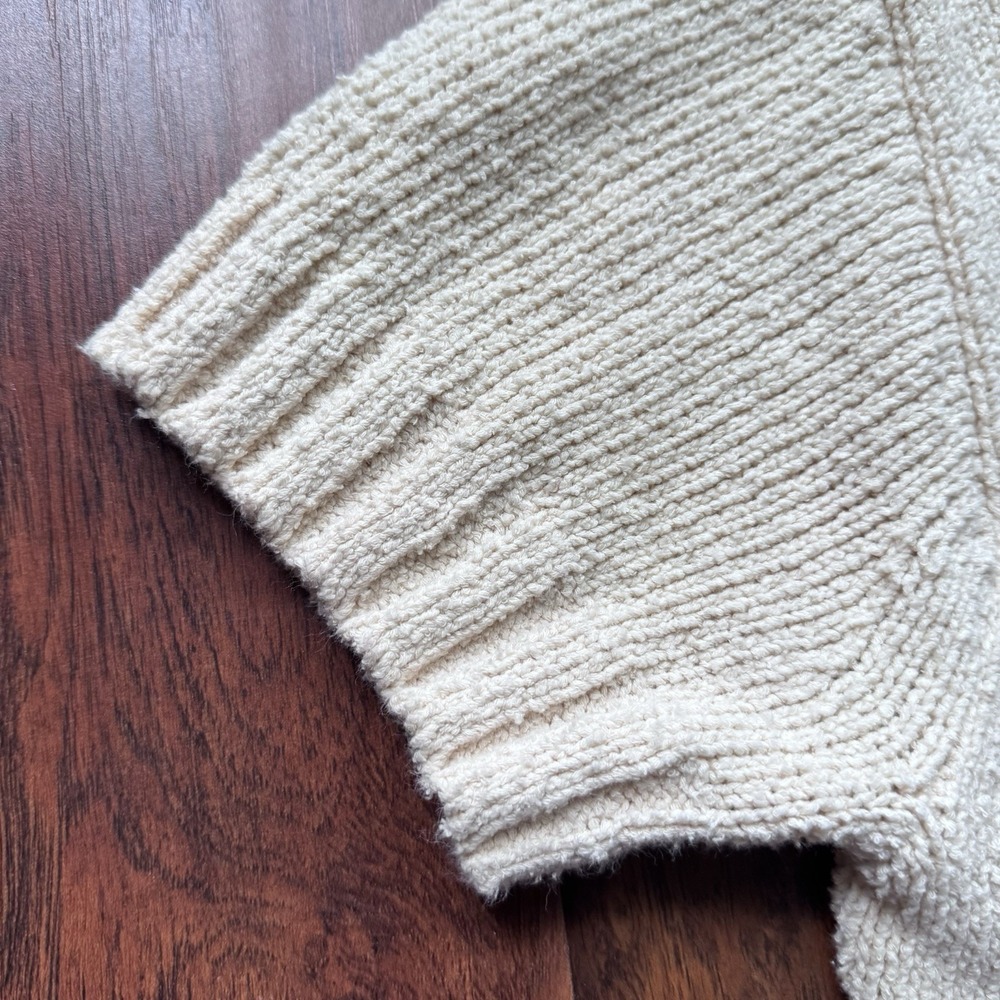 J. Crew Marina Crew Neck Cardigan Sweater Cream Textured Knit Sz M Clean Girl - Picture 7 of 16